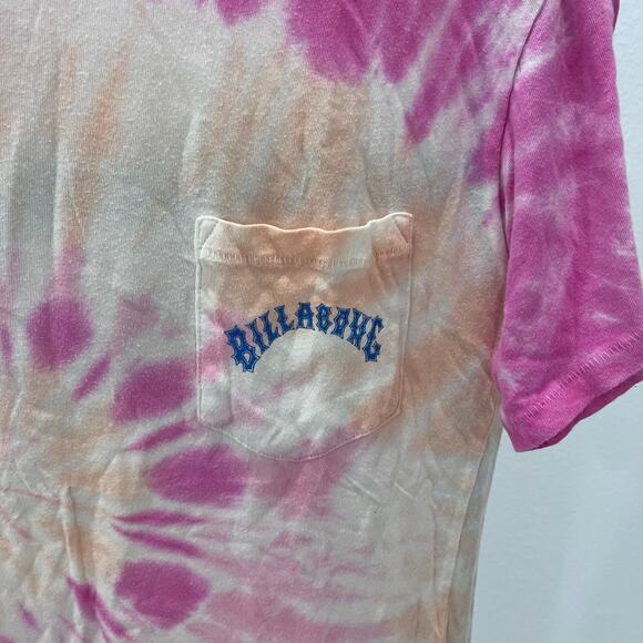 Billabong Pink Tie Dye Swirl Blue Palm Tree Graphic T-shirt ~ Women’s SM - Picture 3 of 5
